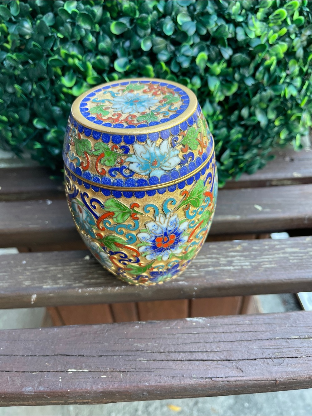Antique Chinese Cloisonné Floral Ginger Jar - Multicolor